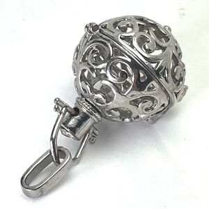 Silver Tone Cage Charm Pendant With Rhinestone